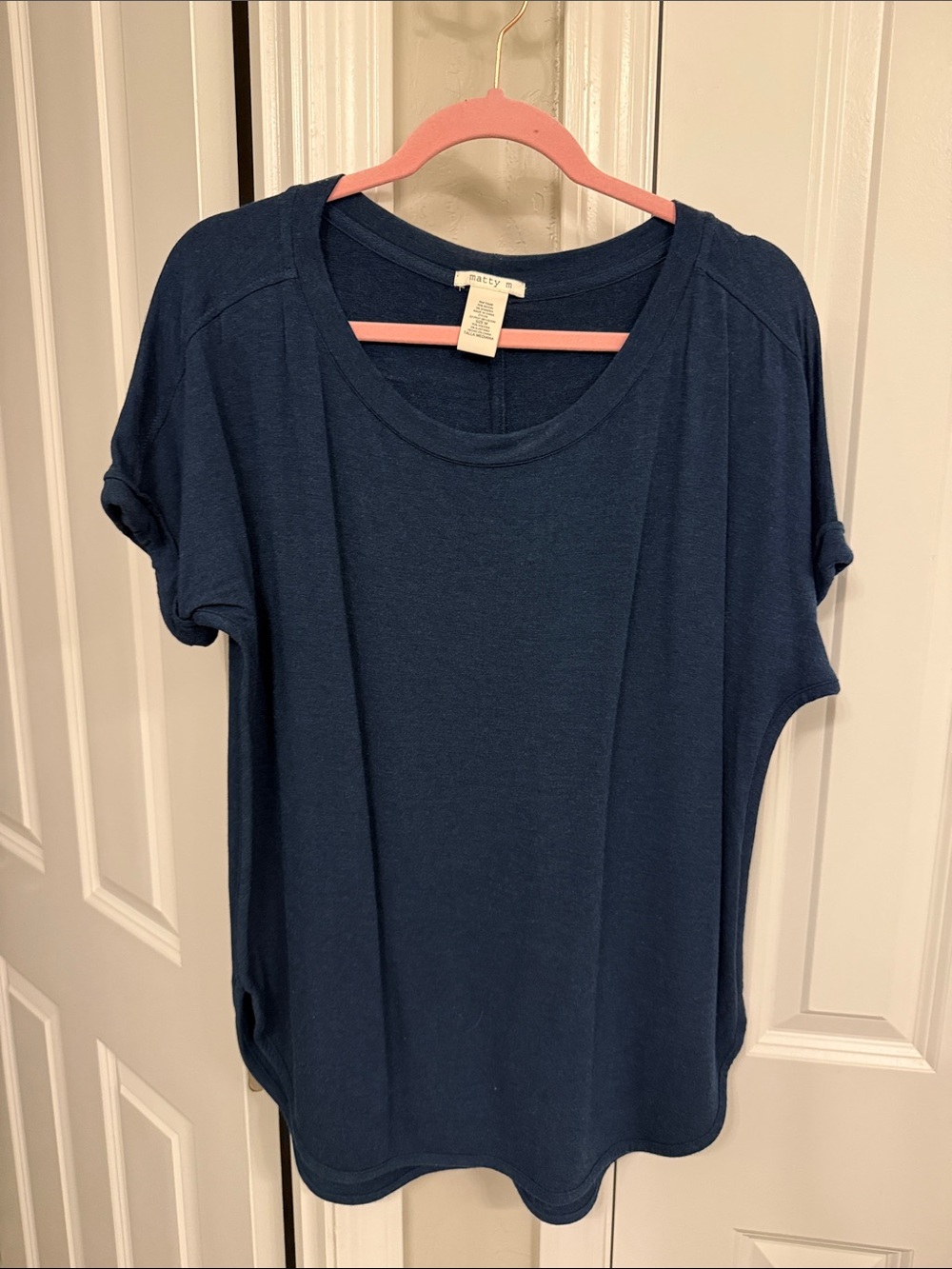 Matty M Navy Short Sleeve Scoop Neck Tee
